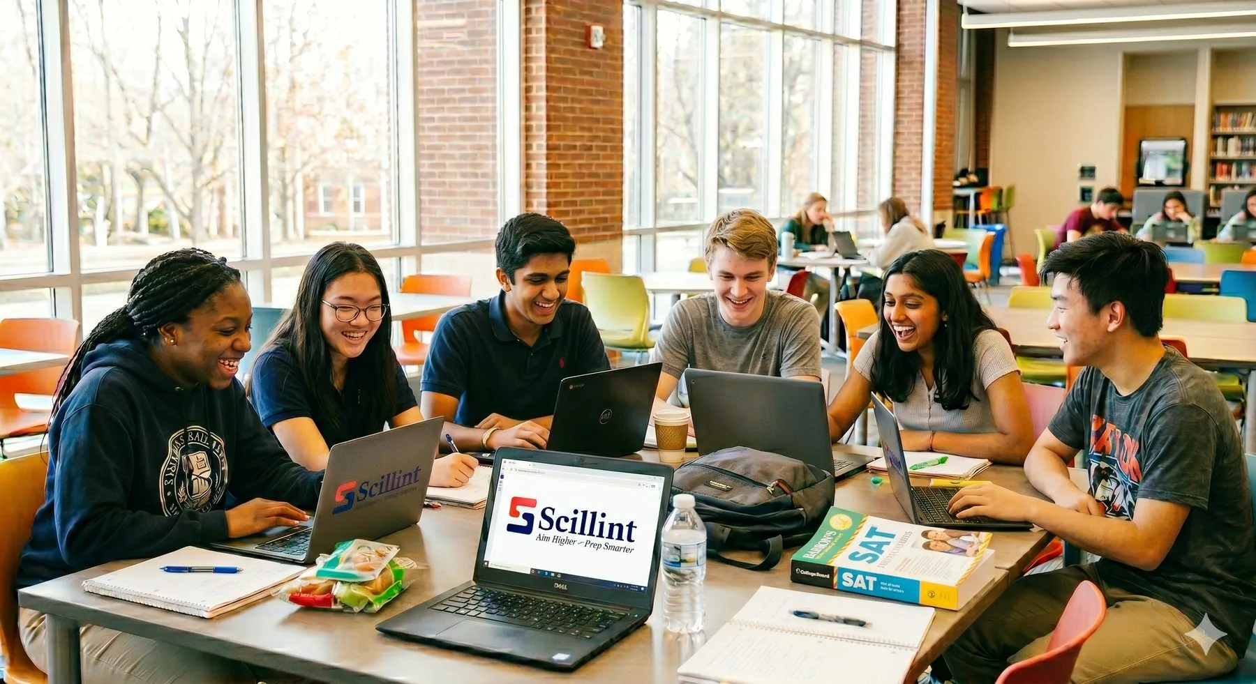 Two students celebrating after a successful SAT result